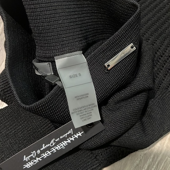 Maniere De Voir Knitted Top Crop and Kitted Pants set in black - Picture 4 of 6